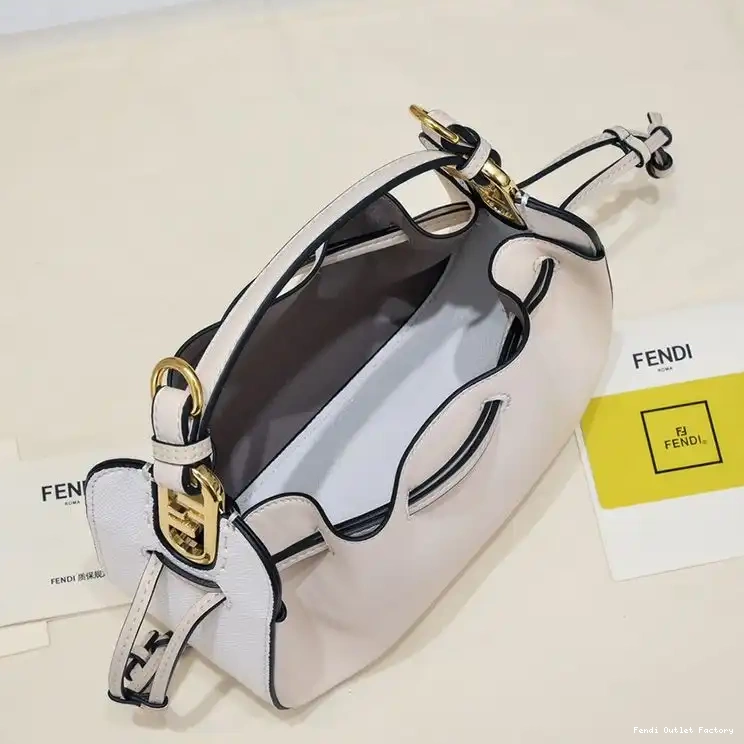 Affordable HOT Beige Mini Bag Fendi In Leather Pomodorino Bucket Calf 0529